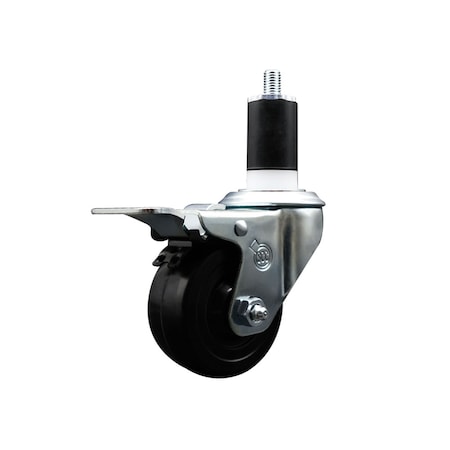 Service Caster 3'' Soft Rubber Swivel 1-1/2'' Expanding Stem Caster Total Lock Brake SCC-EXTTL20S314-SRS-112